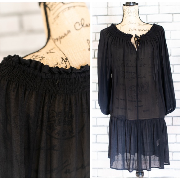 Joie Silk Black Blouson Dress With A Slip - Picture 6 of 6